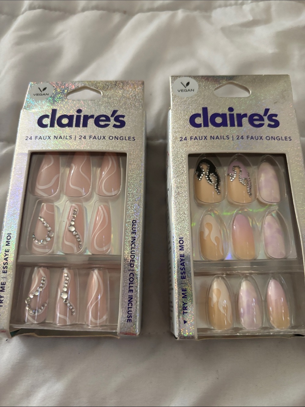 claire's Pink & Nude Decorative Faux Nail Sets — 2-Pack Variety